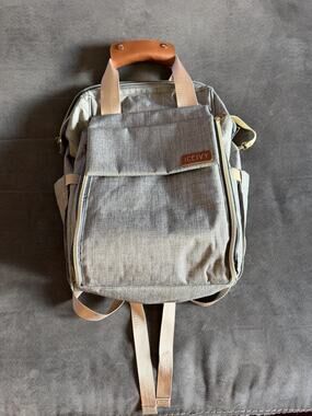 ICEIVY Gray Diaper Bag Backpack - Multifunctional Insulated Pockets Changing Pad